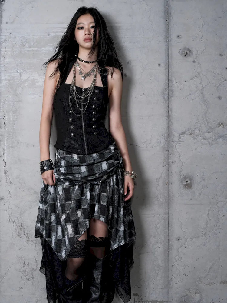 Asymmetrical Halter Neckline Dress【s0000013942】