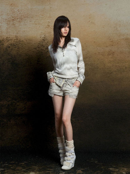 낮은 허리 반바지 2 개 레깅스 [S000011805]