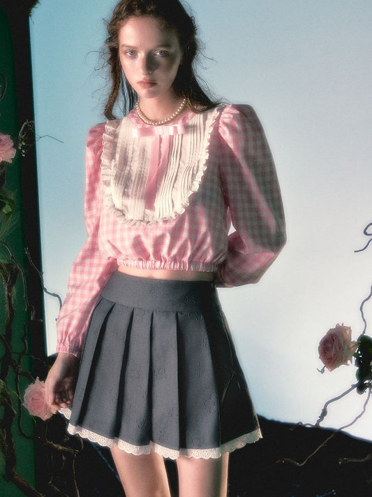 Embellished Long Sleeve Short Top Shirt【s0000004802】