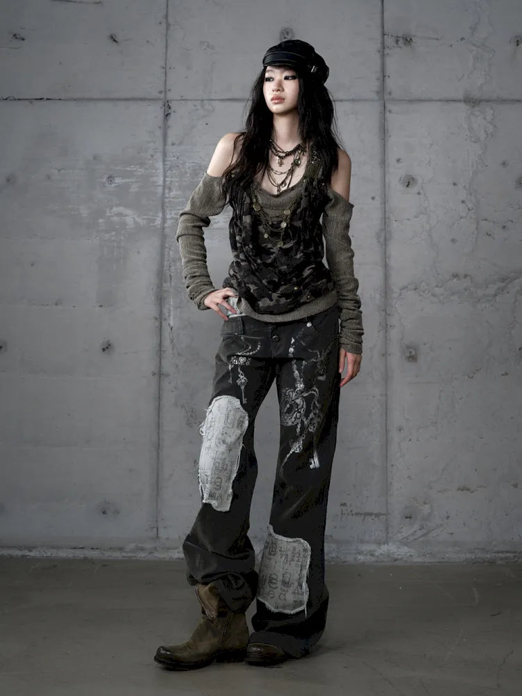 Off-Shoulder Long Sleeve Blouse【s0000014121】