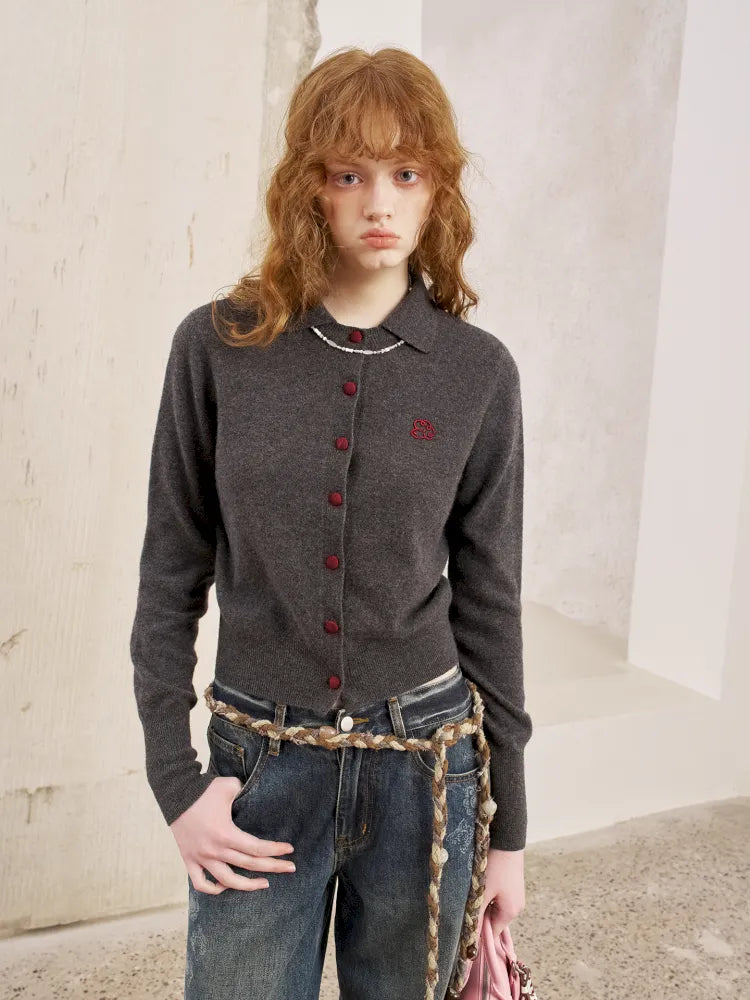 Long-Sleeved Slim-Fit Knit Cardigan【s0000014055】
