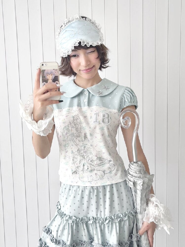 Vintage Bird Collar Bubble T-shirt【s0000017476】