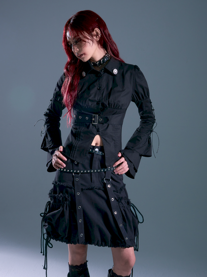 3D Pocket Frayed Hem Puffy Skirt【s0000013918】