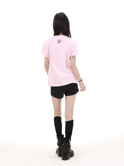 Snowflake Cotton Destruction T-Shirt【s0000018213】