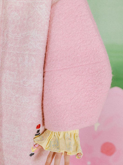 Dollhouse Embroidered Colorblocked Tweed Coat【s0000005691】