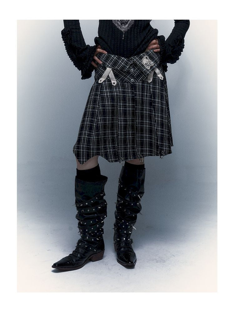 Peplum irregular pleated bustier midi skirt【s0000005970】