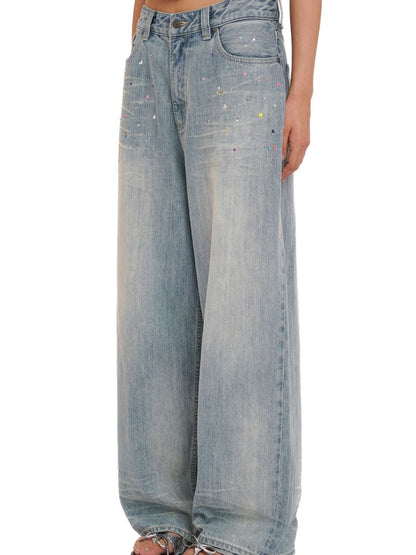 Embroidery Cat Whiskers Vintage Denim Trousers【s0000013445】