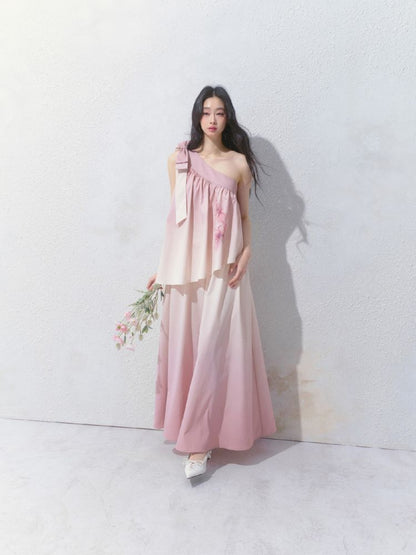 Slant Shoulder Niche Ambiance Dress【s0000012160】