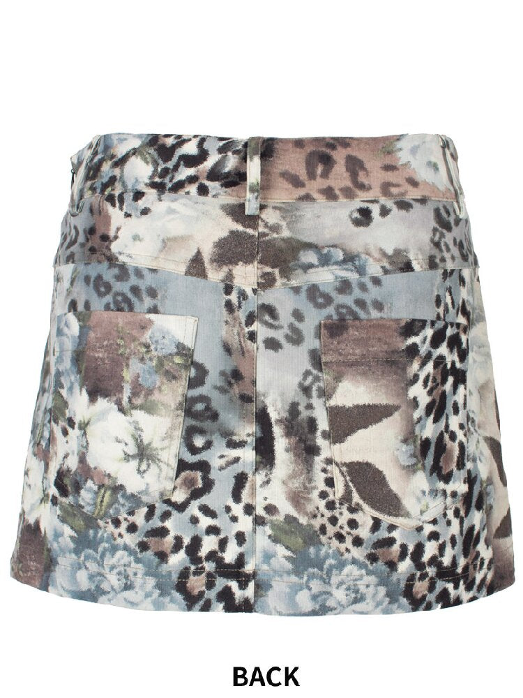 Vintage Leopard Floral Skirt【s0000018089】