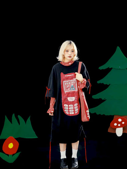 Original Pattern Drawstring Convertible T-Shirt Dress【s0000013932】