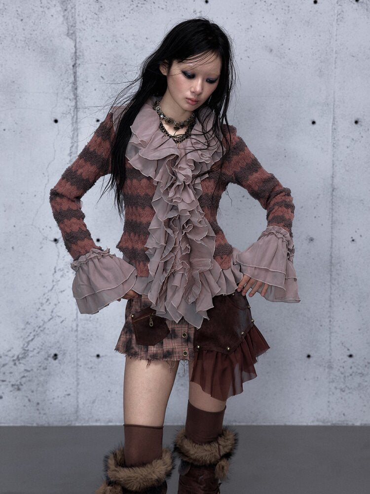 Ruffled Chiffon Flared Cardigan【s0000015548】