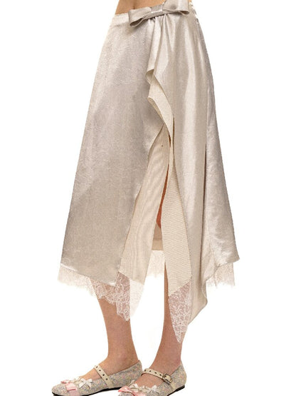 Multi Layered Slit Satin Skirt【s0000017418】