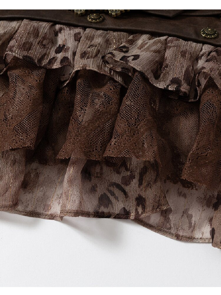Brushed Sequin Leopard Cake Skirt【s0000017981】