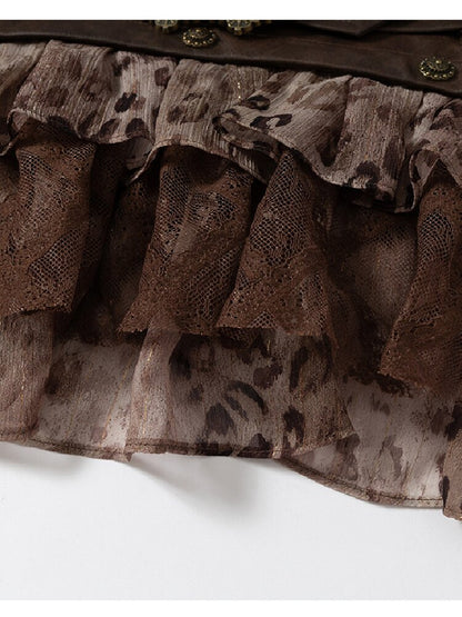 Brushed Sequin Leopard Cake Skirt【s0000017981】