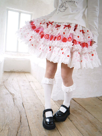 Cake Print Lace Bow Short Skirt【s0000018539】