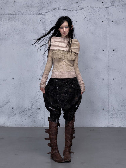 Washed Ripped Denim Harem Pants【s0000015549】