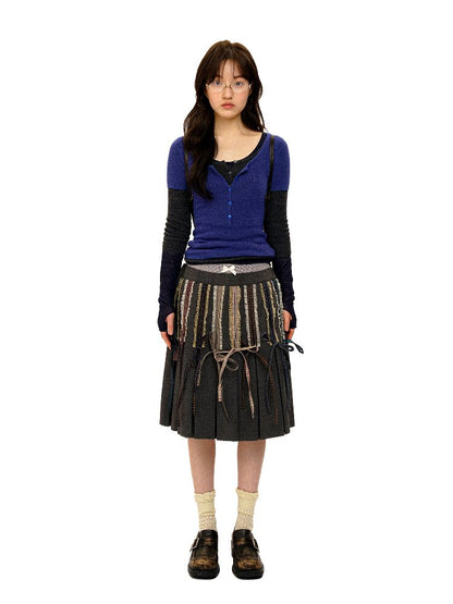 Fake Plaid Lace Pleated Skirt【s0000016088】
