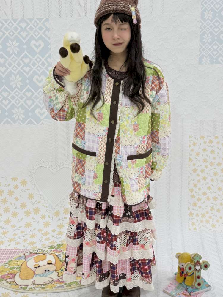 Quilted Print Blocked Padded Jacket【s0000015037】