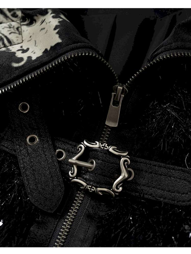 Leather Print Collared Coat【s0000014468】