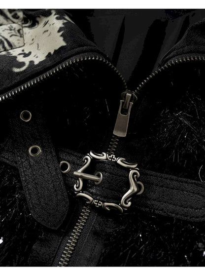 Leather Print Collared Coat【s0000014468】