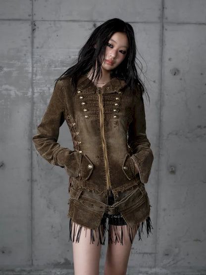 Corduroy Detachable Slim-Fit Hooded Jacket【s0000013952】