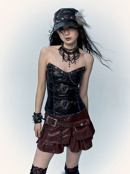 슬림 랩 짧은 가죽 가슴 판 [S0000011436]