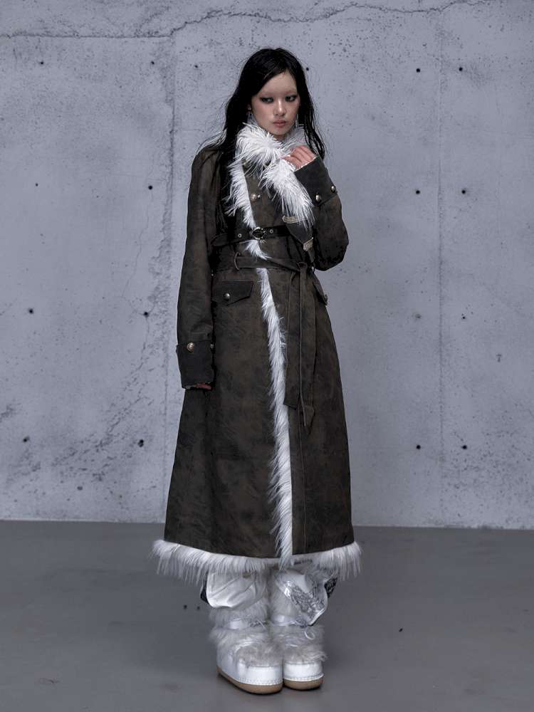 Modern Knight Fur Long Trench Coat【s0000014924】