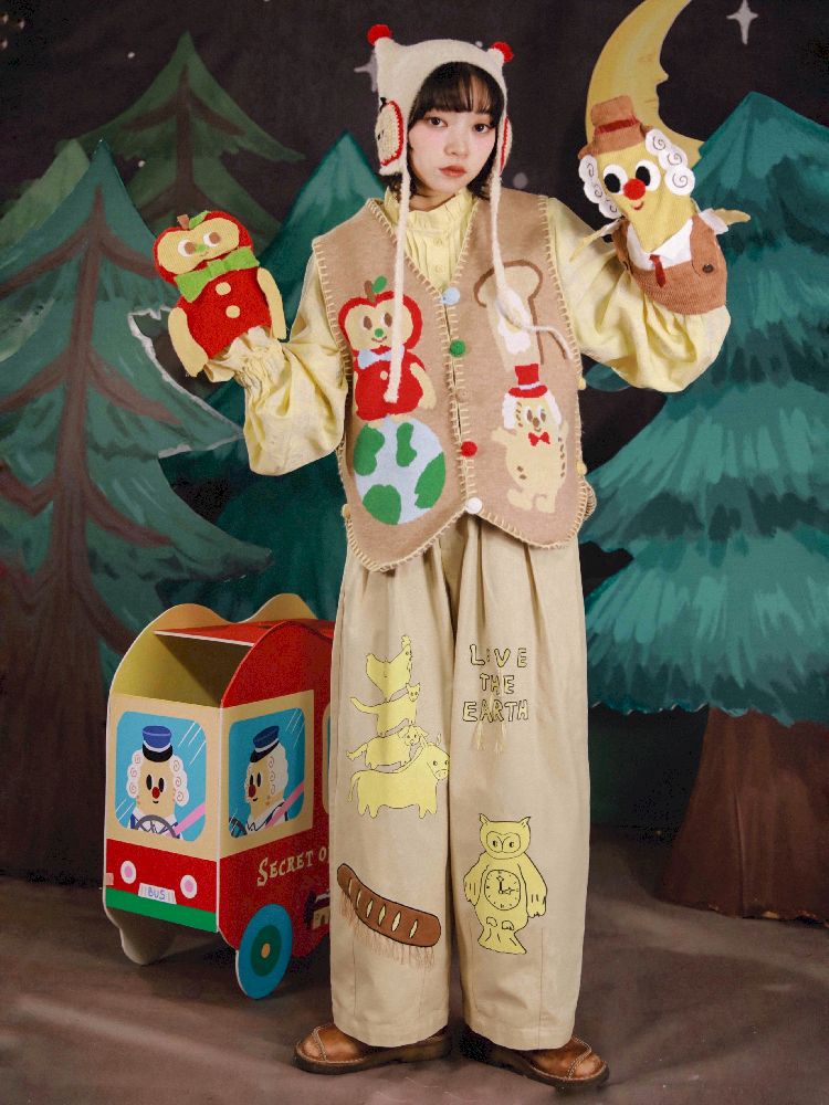 Apple Earth Toast Khaki Knit Vest【s0000005688】