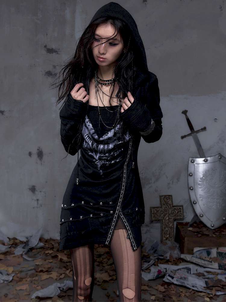 Patchwork long-sleeve layered dress【s0000014465】