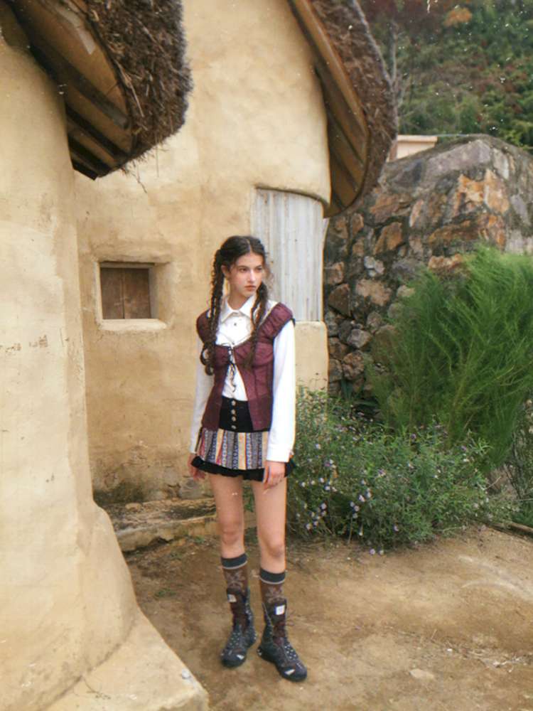 Blue Plaid Polka Dot Long Shirt【s0000014902】