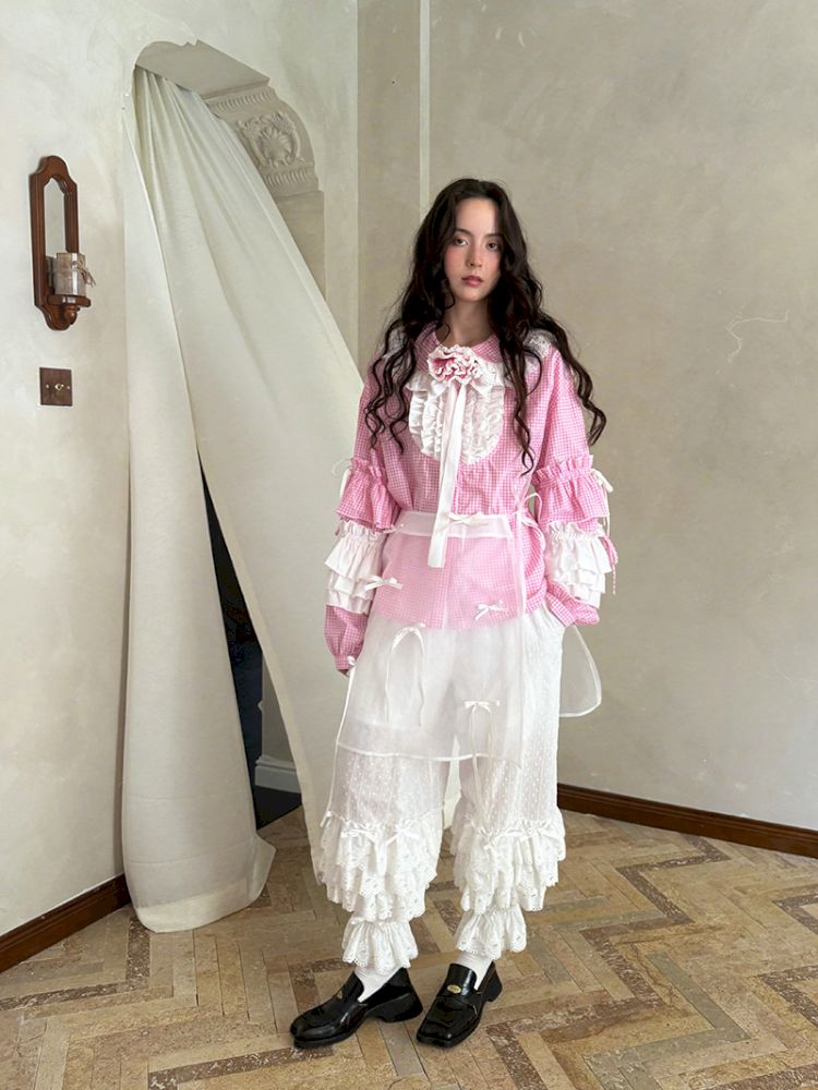 Cute bubble multi-layered lace bows pants【s0000012765】