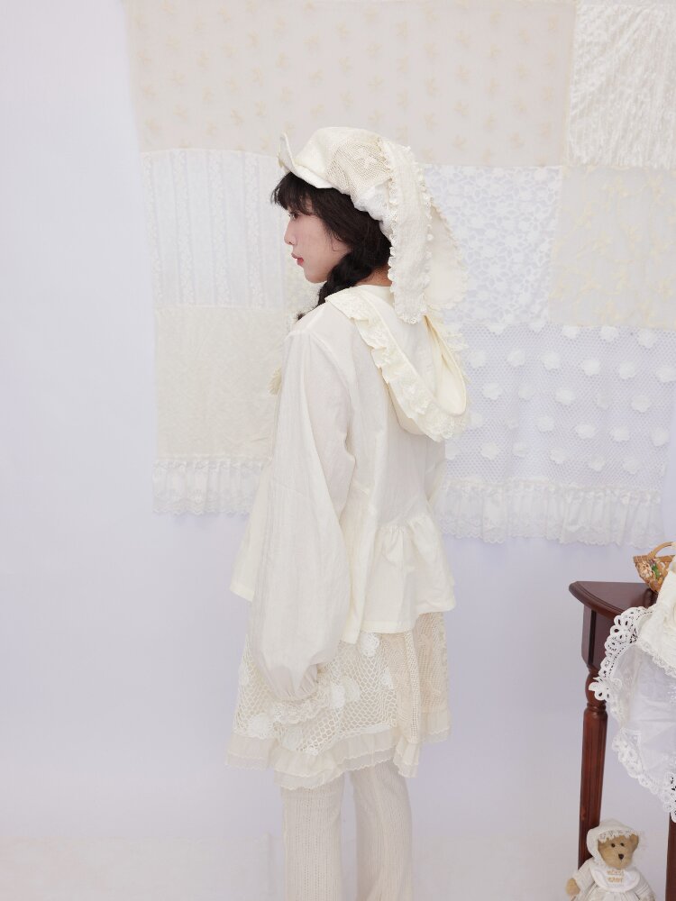 Lace Detachable Bow Pleated Shirt【s0000016501】