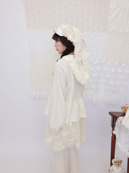 Lace Detachable Bow Pleated Shirt【s0000016501】