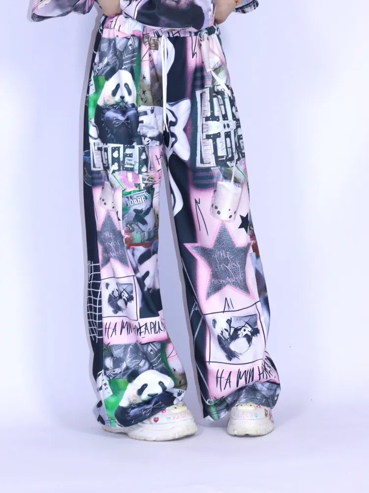 Panda Relaxed-Fit Wide-Leg Pants【s0000013976】
