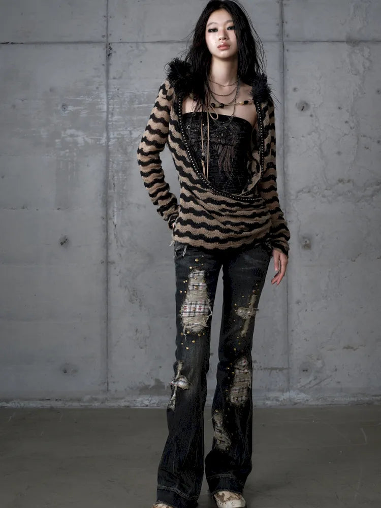 Distressed Straight-Leg Slim-Fit Jeans【s0000013946】