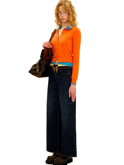 Contrast Linear Straight Jeans【s0000016422】
