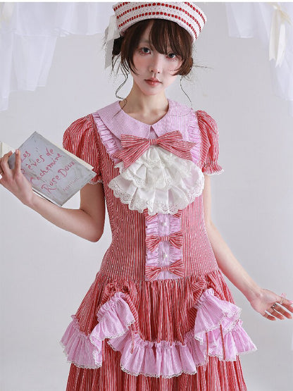 Vintage Red Striped Skirt Dress【s0000016551】