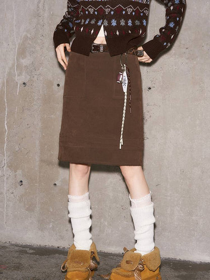 Large Pockets Leather Skirt【s0000014410】