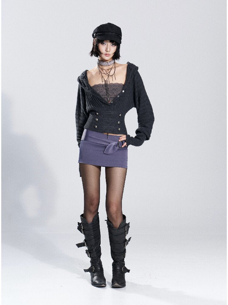 Vintage Hooded Knit Bat Sleeve Top【s0000018486】