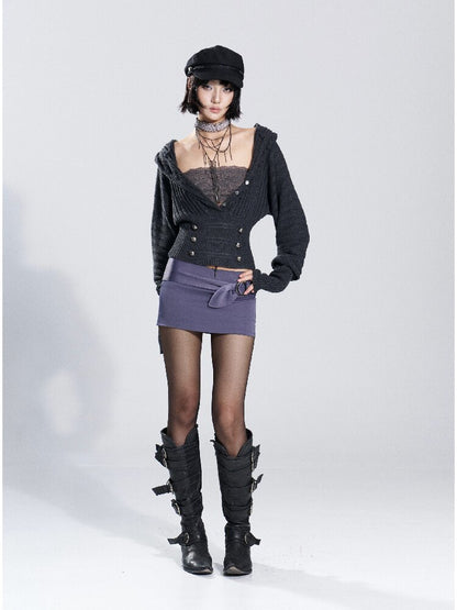 Vintage Hooded Knit Bat Sleeve Top【s0000018486】