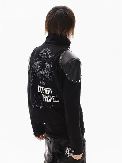 Leather Armor Rivet Canvas Jacket【s0000018352】