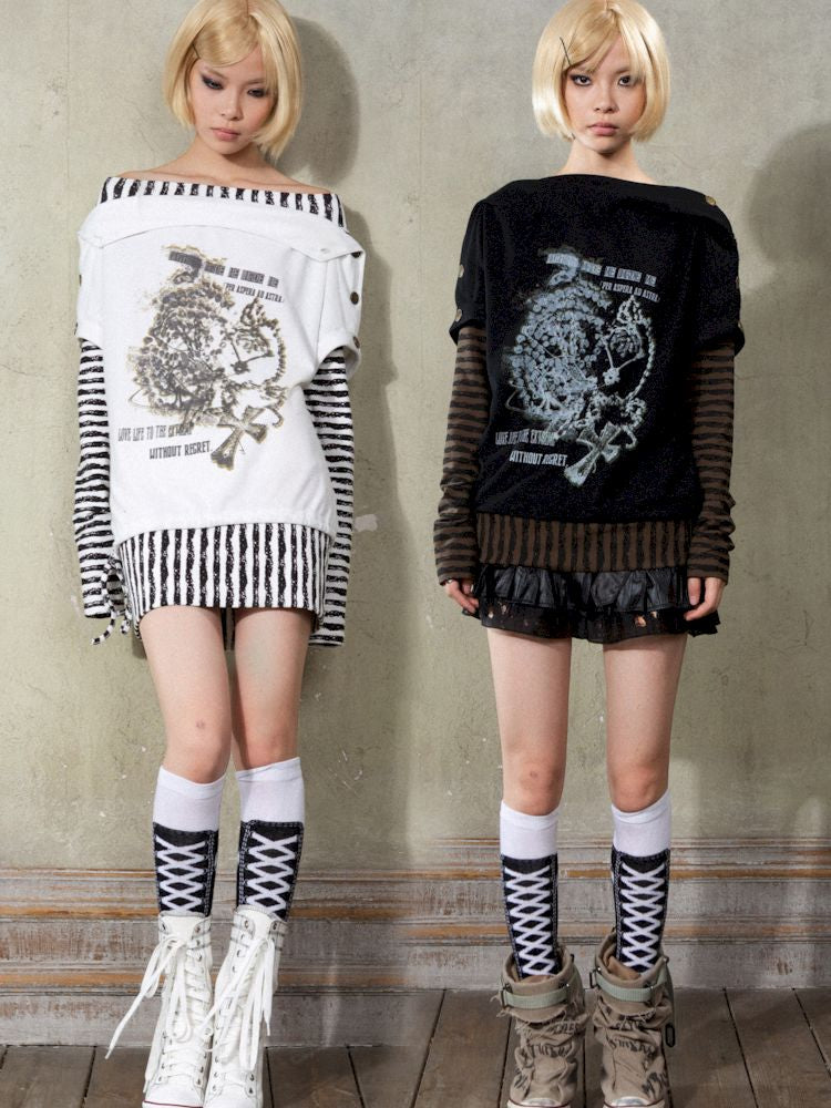 One Shoulder Punk Loose Sweatshirt【s0000009932】