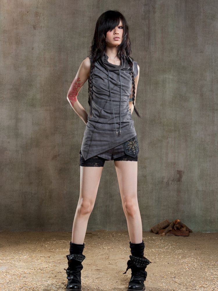 Irregular Pleated Multi-Wear Vest【s0000012658】