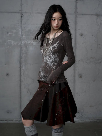 Asymmetrical Suede Skirt【s0000014111】