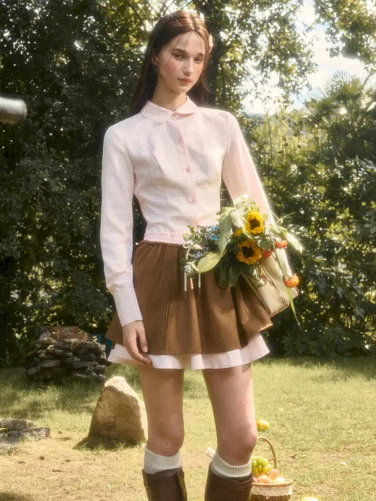 Cotton Cream Two-Tone Shirt【s0000014329】