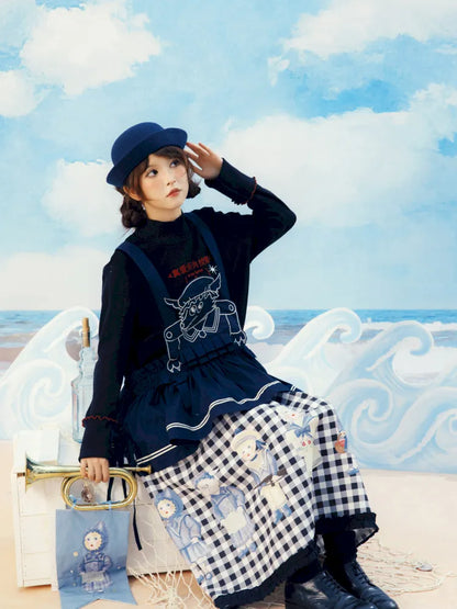 Navy Blue Layered Vest Apron【s0000014156】