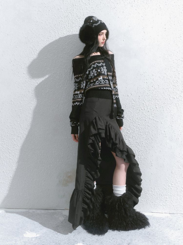 Irregular ruffled half-body skirt【s0000013746】