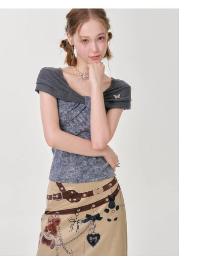 Flower Knot Butterfly Slim T-Shirt【s0000016605】