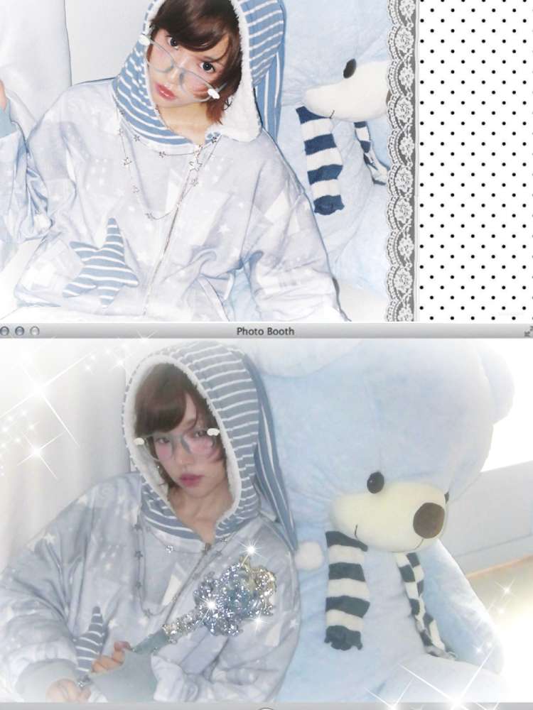 Ghost Horse Star Print Diagonal Zip Jacket【s0000014691】