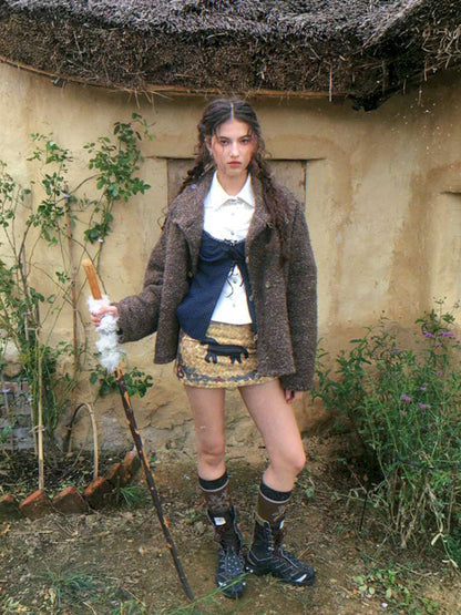 Blue Plaid Polka Dot Long Shirt【s0000014902】